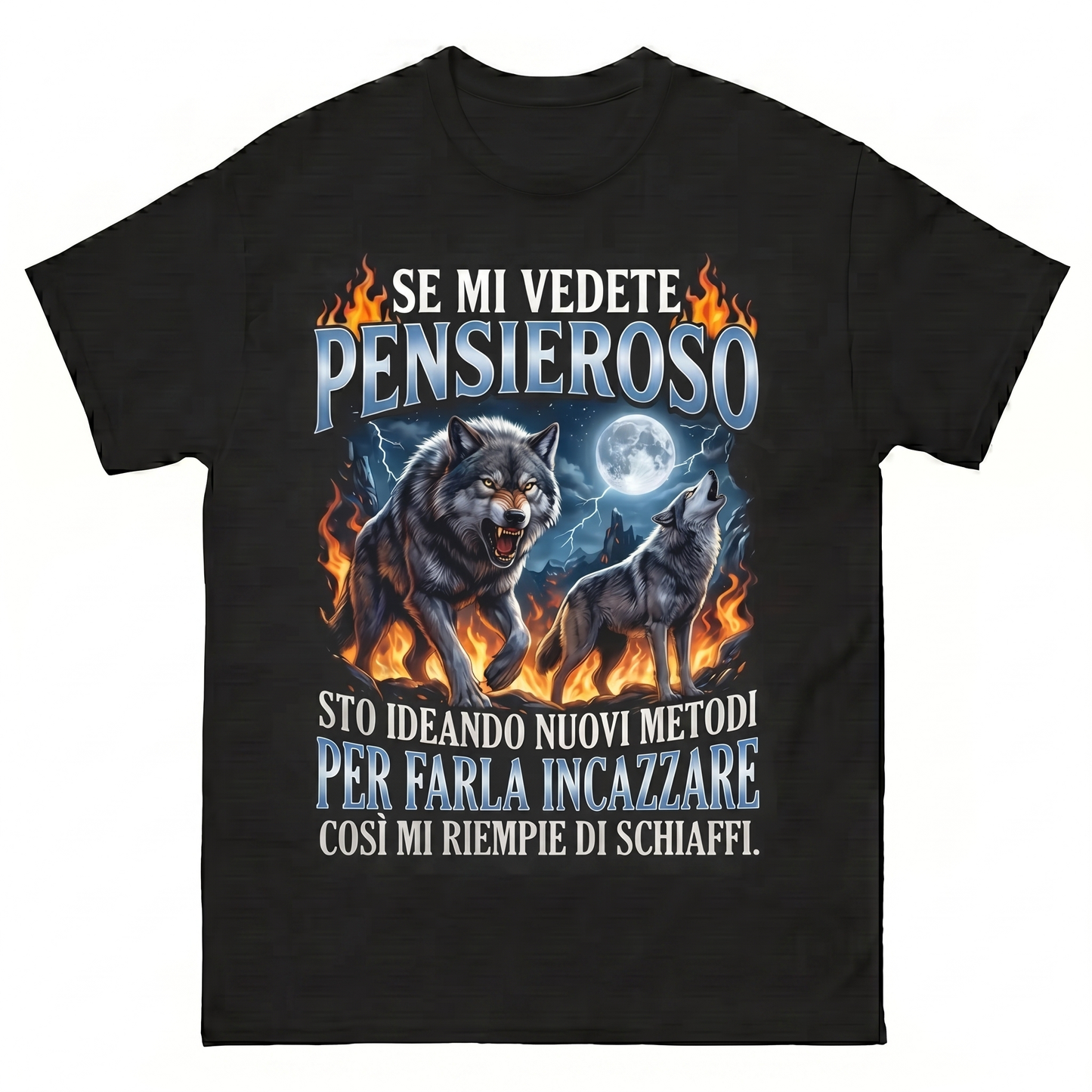 Se mi vedete pensieroso sto ideando nuovi metodi per farla incazzare così mi riempie di schiaffi (ALPHA MALE VERSION) T-Shirt